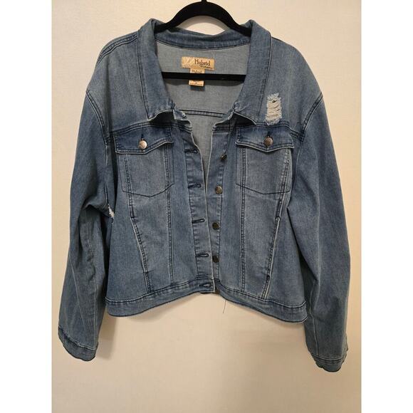 Hybrid & Company Women's Jean Jacket Distressed Size 2XL - Picture 7 of 7